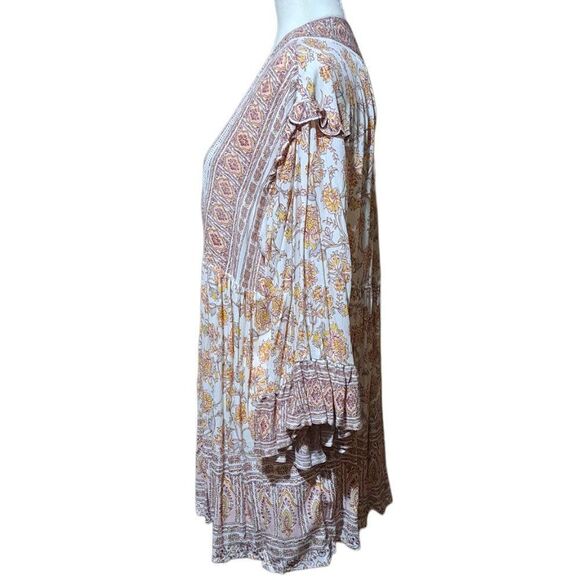 Free People Moonlight Dance Women's Printed Boho Tunic Top Ivory Combo Floral M - Picture 4 of 11